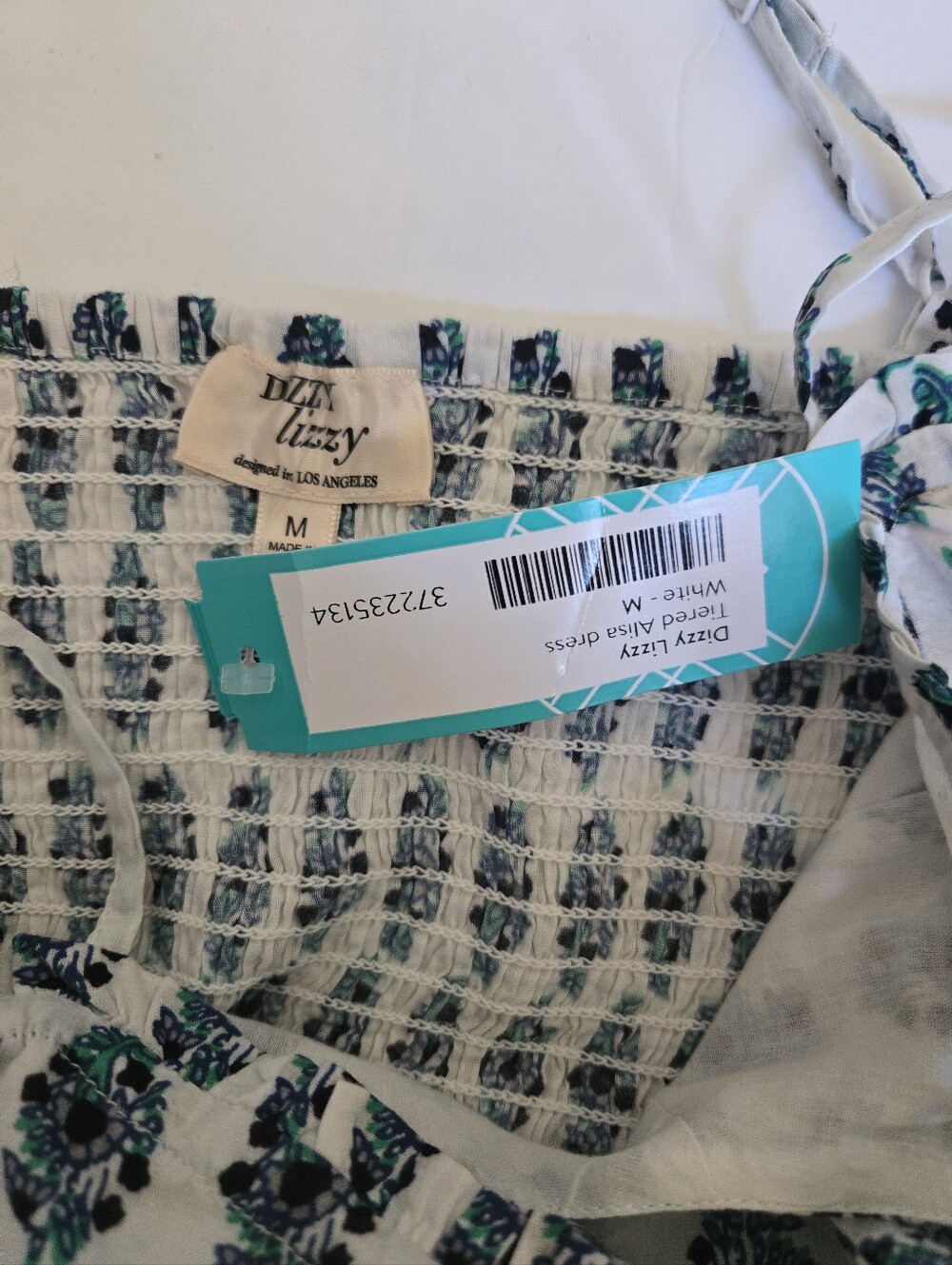 NWT, DIZZY Lizzy Blue, Green & White Printed Maxi Sundress .Size M 100% Cotton - Picture 7 of 11